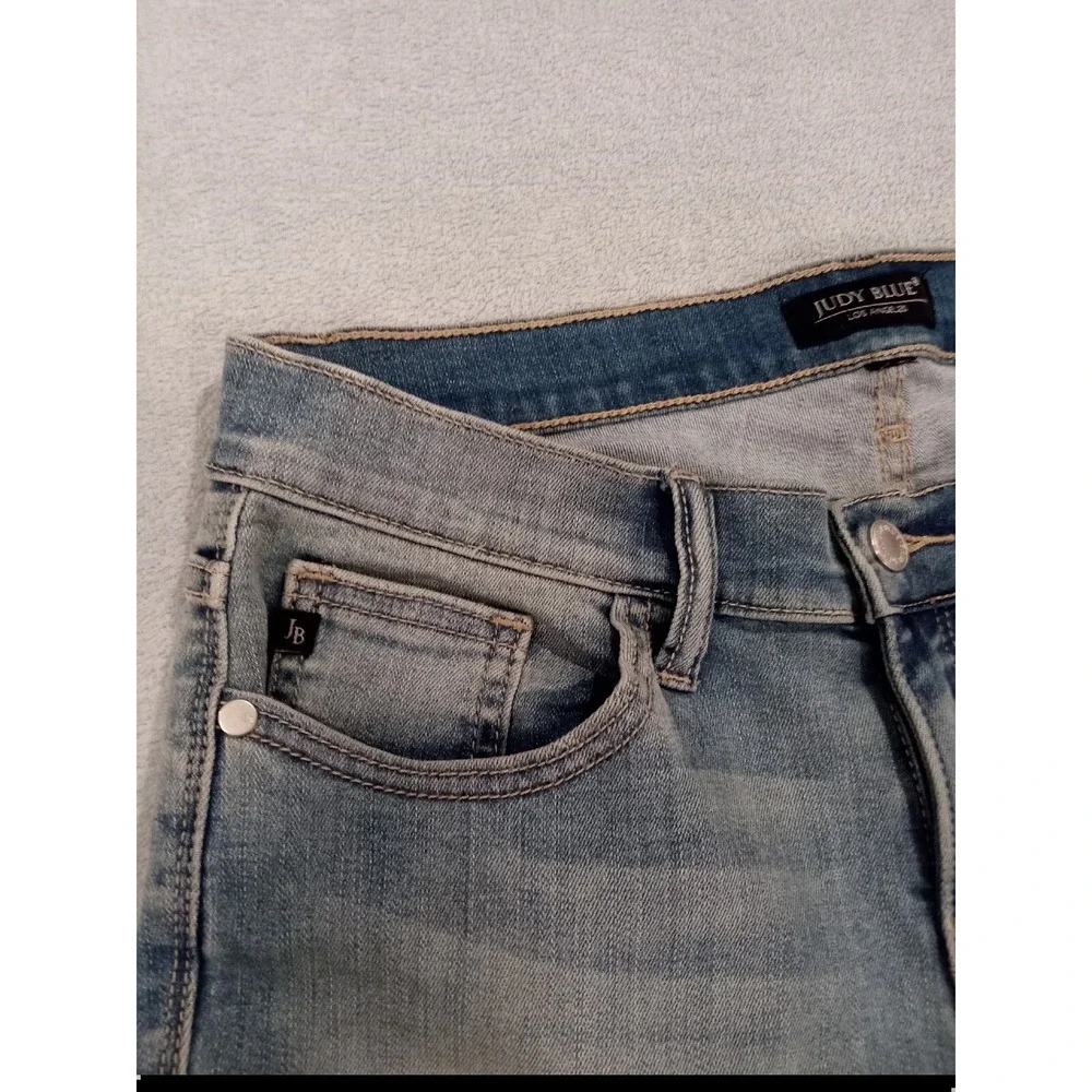 Womens Judy Blue Los Angeles Skinny FitBlue Stretch Denim Jeans Distressed 31x28